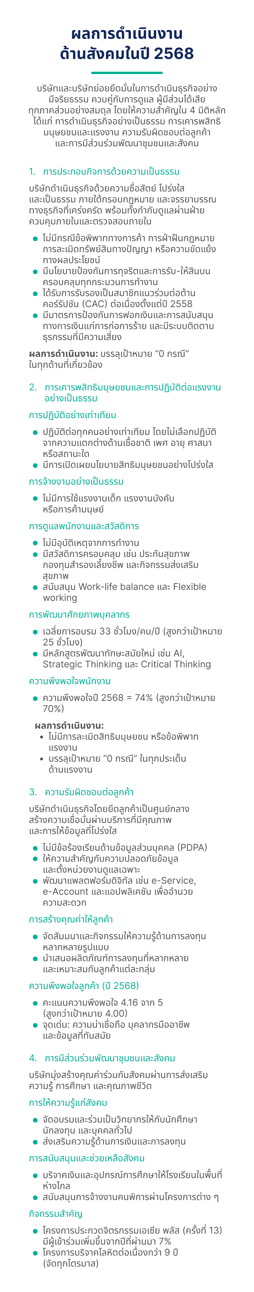 Operations and results (S) 1